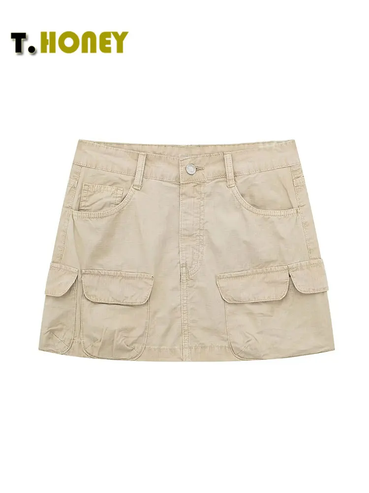 

TELLHONEY женская модная юбка на молнии спереди с карманами, женская повседневная сексуальная облегающая мини-юбка с заниженной талией