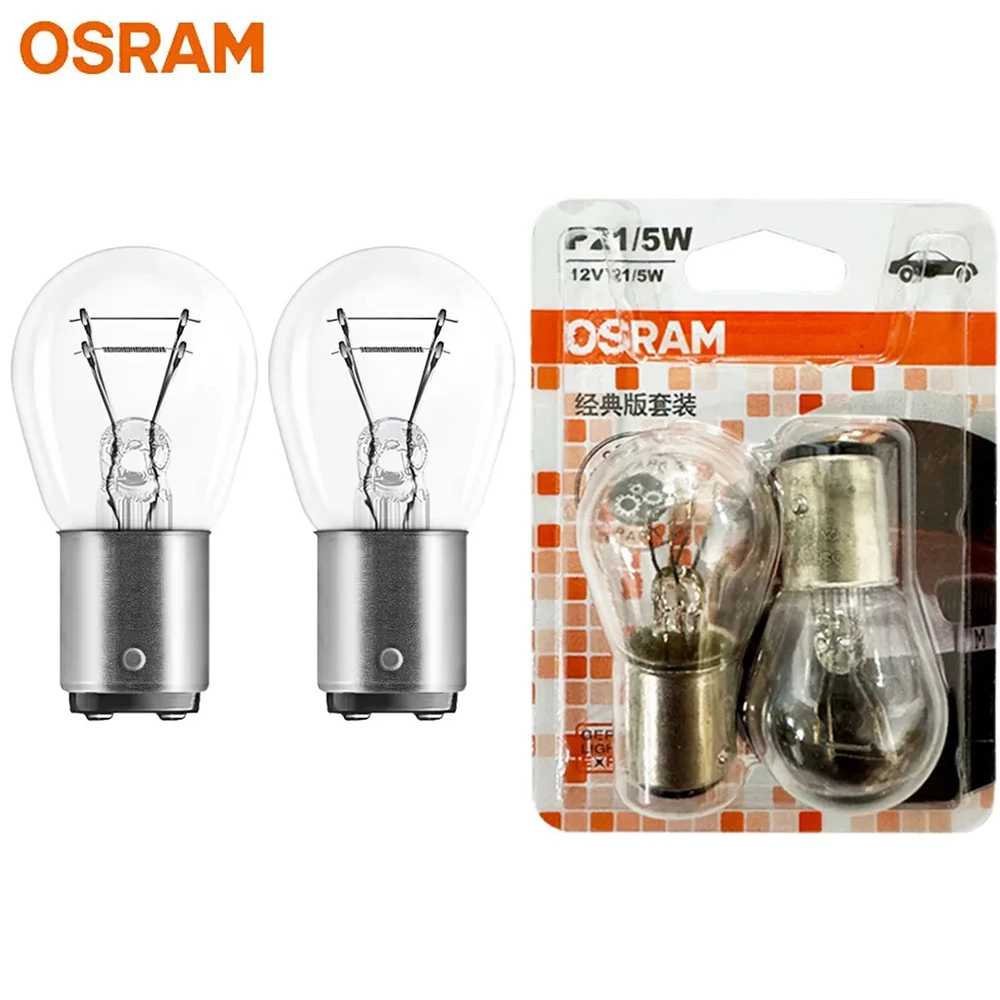 

OSRAM Оригинальный P21/5W BAY15d Автомобильный указатель поворота с двойной нитью Автоматические лампы Стоп-сигнал Боковые фонари Галогенный свет 12 В S25 7528, пара