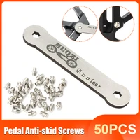 50pcs bike pedal replacement screws m4 pins bolts mtb road folding bike pedal anti slip nails with wrench bicycle accessories