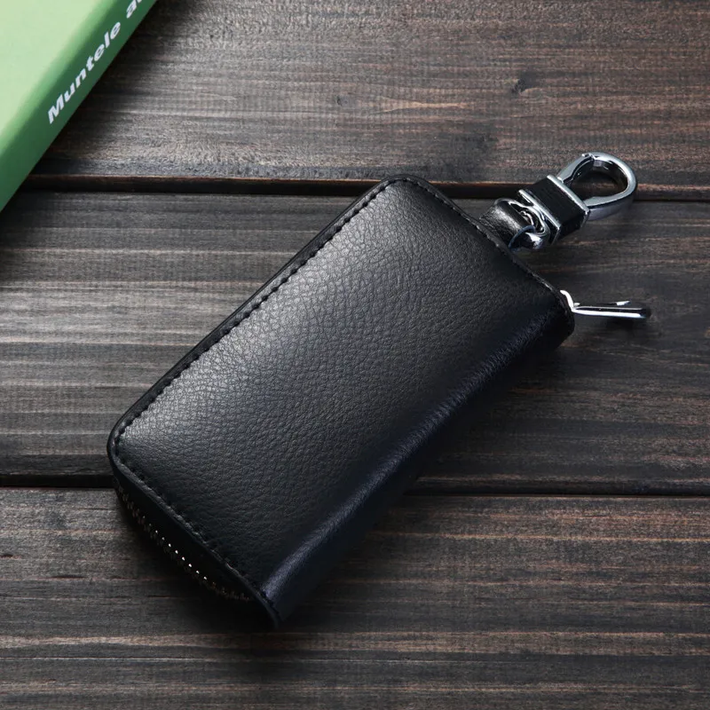 

Premium leather Car Key Cover Case Metal Keychain Keyring Key Wallet Automobie Key Pouch For Men Women Housekeeper Keys Bag