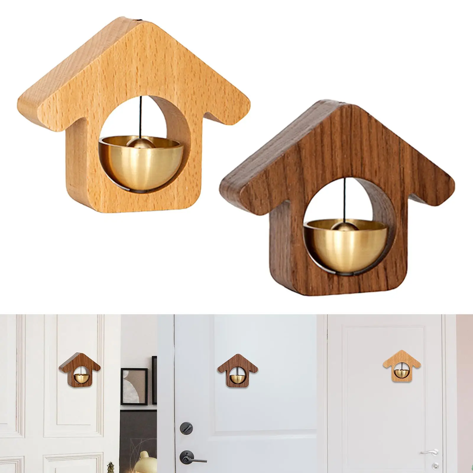 

2pcs Wood Shopkeepers Bell Gate Bell Chime for Fridge Barn Door