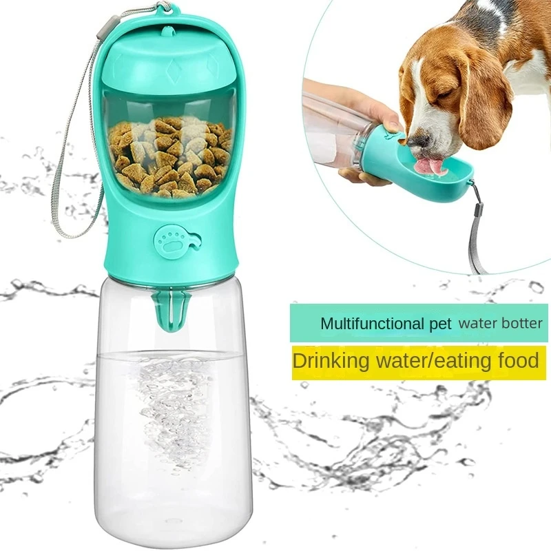 

2 in 1 350ML/550ML Portable Dog Water Bottle Food Grade PET Pet Travel Drinking Bottle With Food Dispenser Pet Drinker Feeder