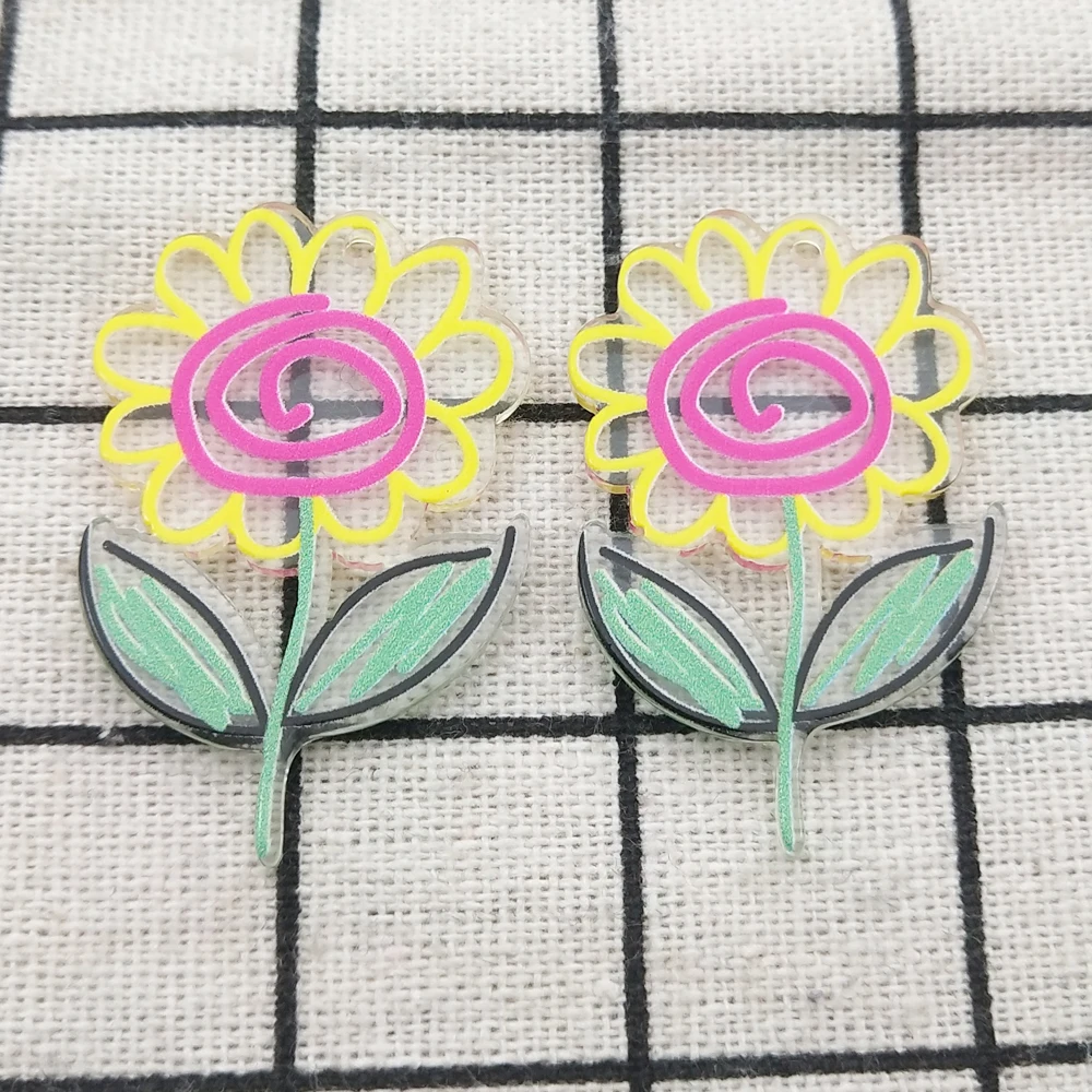 

10pcs Acrylic Flower Charm for Jewelry Making Earring Pendant Bracelet Necklace Charms Diy Craft Supplies