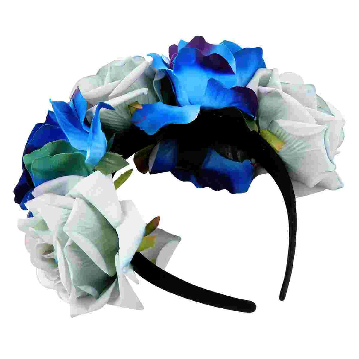 

Rose Flower Headband Simulated Flowers Headwear Floral Hairband Party Hoop Christmas Garland Headdress Halloween Wreath Crown