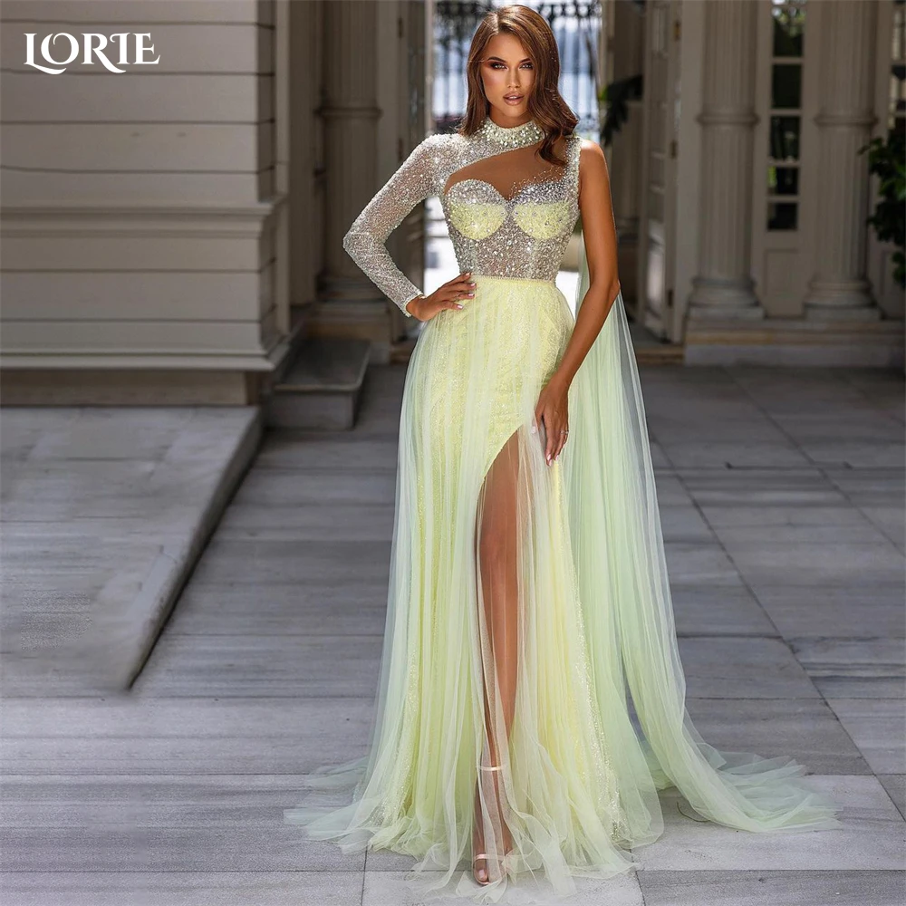 

LORIE Sexy Glitter Formal Prom Dresses Sparkly One Shoulder A-Line Side Slit A-Line Prom Dress Saudi Arabia Party Gowns 2023