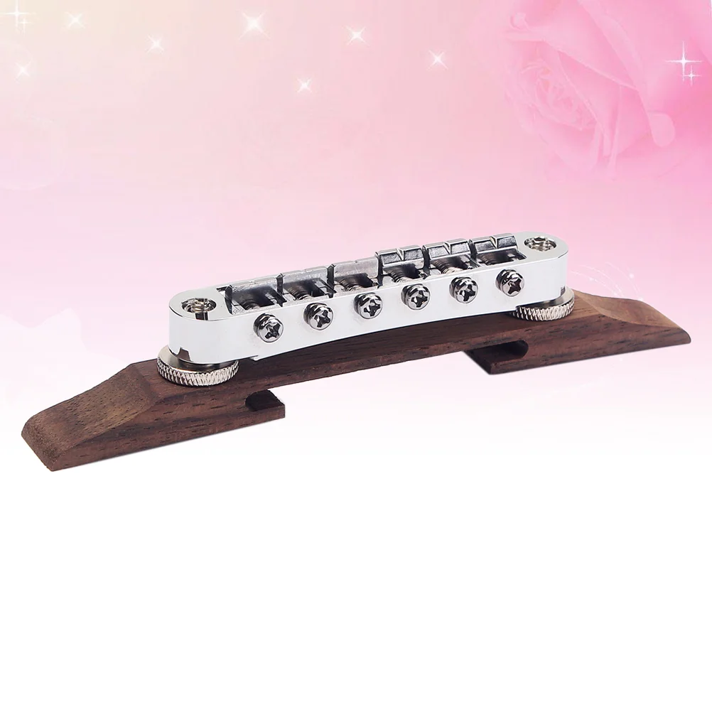 1 Pc Guitar Bridge Adjustable Rosewood 6 Strings Metal Roller Saddle Guitar Bridge Guitar Parts for Musical Instrument Guitar