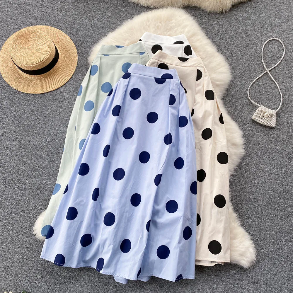 

Юбка с оборками на весну и лето, новинка 2022, юбка средней длины с завышенной талией, универсальная юбка трапециевидной формы