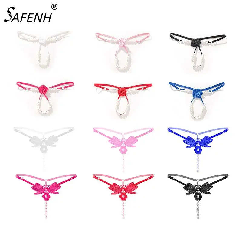 

T Panties Female Underwear Lace Seamless Thongs G-String Women Pearl Bead Panties Sexy Lingerie Women's Open Crotch Underwear