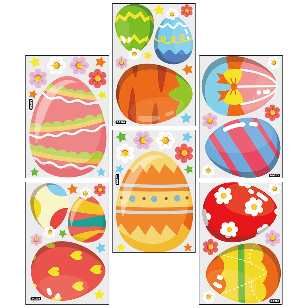 

Easter Sticker Window Egg Clings Wall Decals Spring Colorful Door Mural Windows Party Stickers Decor Cartoon Refrigerator Decal