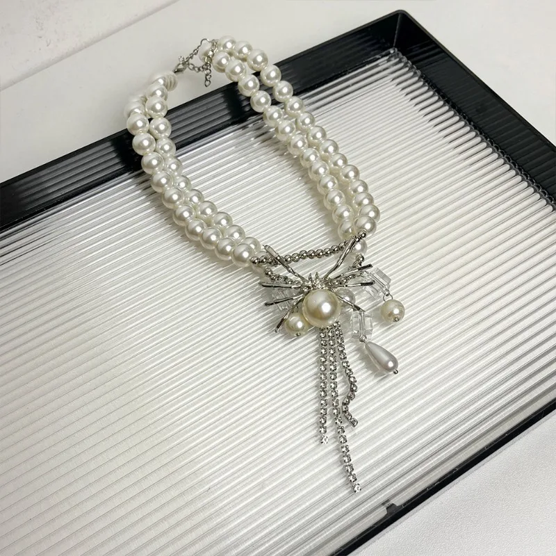 Двухслойные жемчужные ожерелья Draweye для женщин с животными кисточками Гипербола