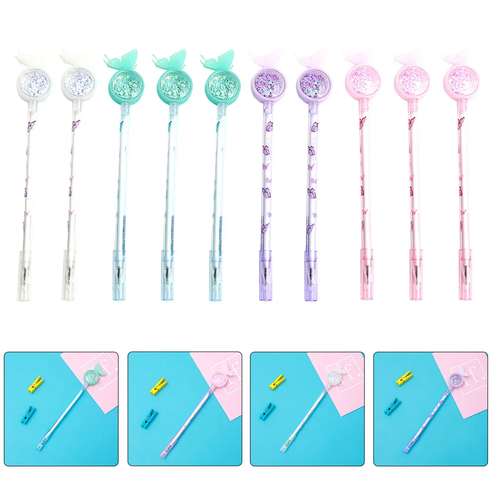 

10Pcs Pen Butterflies Sequin Pen Office Gel-pen Writing Pen Student Gel-pen for Office Home