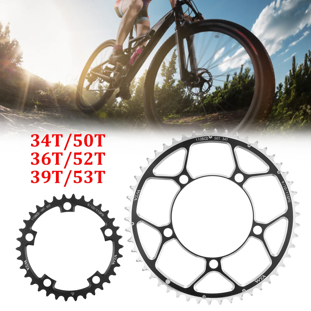 

MTB Bicycle Double Chainring 110BCD 34T/50T 36T/52T 39T/53T Aluminum Alloy Road Bike Chainwheel Plate Double Disc Bike Parts