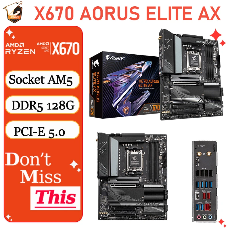 

AM5 Gigabyte X670 AORUS ELITE AX Motherboard DDR5 AMD Socket AM5 AMD X670 Mainboard AMD Ryzen 7000 Series CPU PCI-E 5.0 New