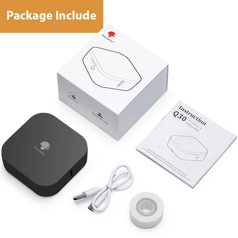 Беспроводной мини-Термопринтер для этикеток Phomemo Q30, портативный клей, устройство для этикеток для школы, дома и офиса