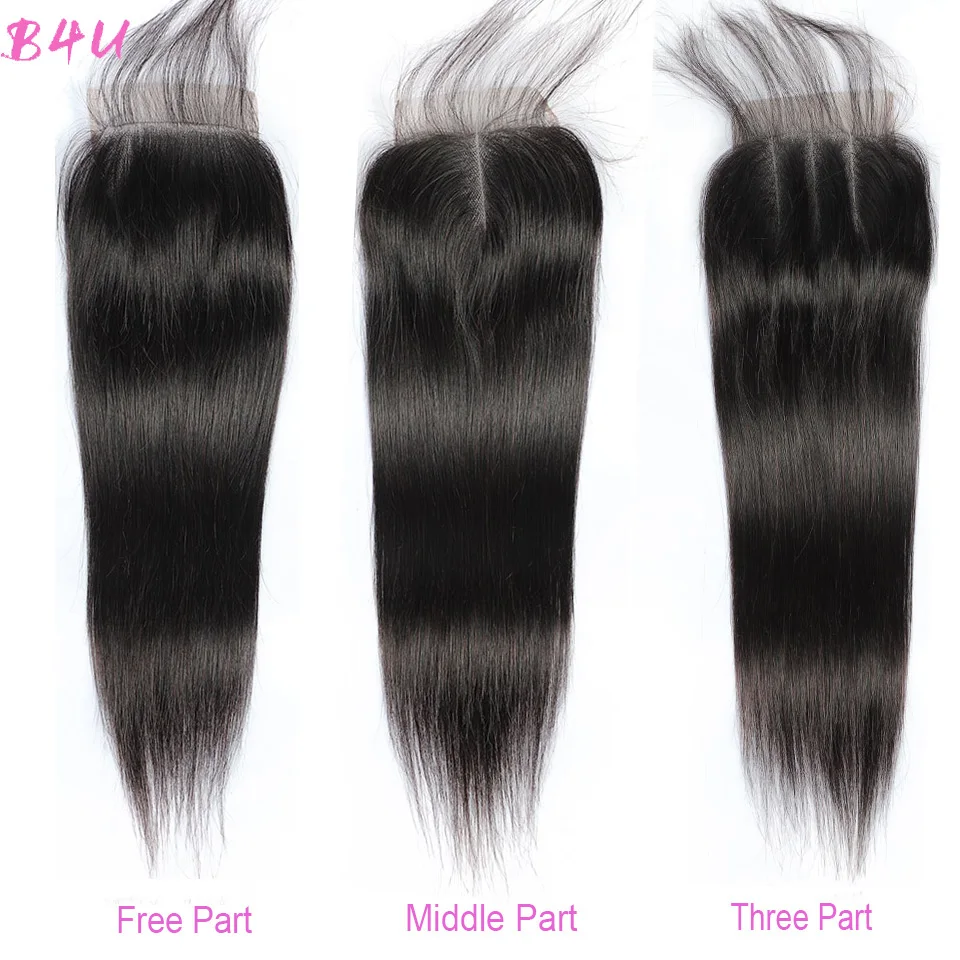 4X4 Lace Closure Straight Hair Transparent Lace Closure Only Brazilian Human Hair Middle/Free Part Lace Closure 8-20 Inch