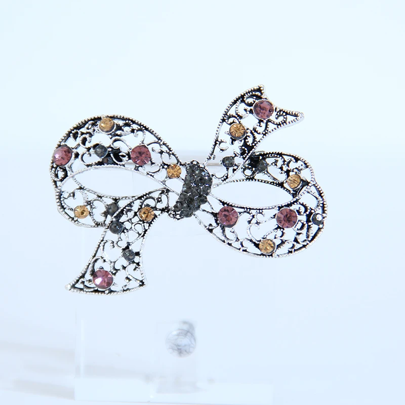 

MOZOG Popular Bow Brooch Electroplated Exquisite Ornaments Ultralight Alloy Lapel Pin Fashion Jewelry Durable Costume Decoration