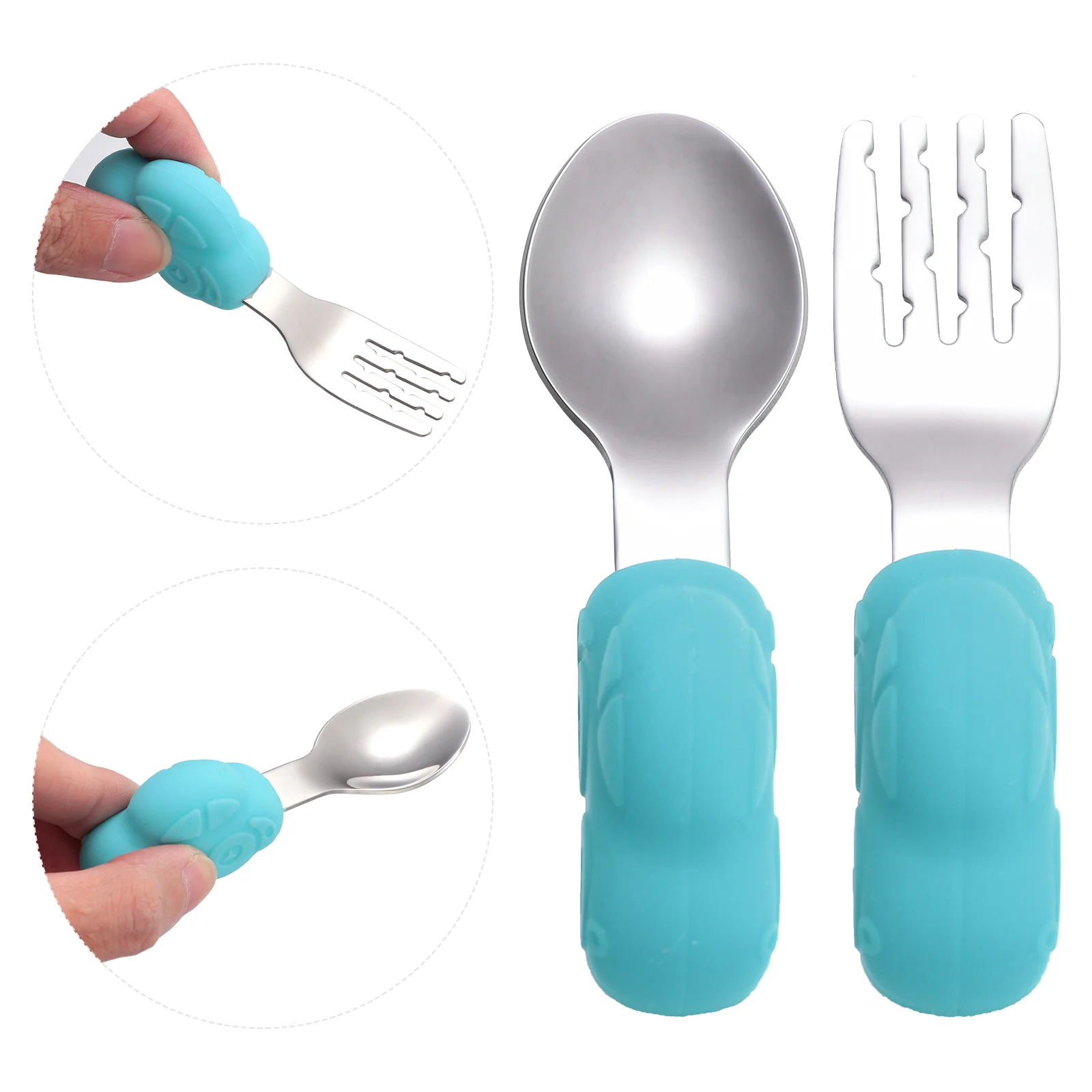 

1 Set Lightweight Portable Practical Stainless Steel Spoon for Baby Children