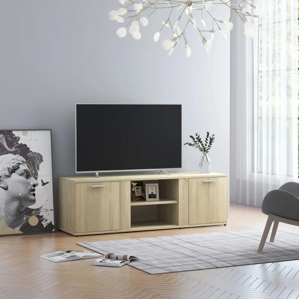 

TV Media Television Entertainment Stands Cabinet Table Shelf Sonoma Oak 47.2"x13.4"x14.6" Chipboard