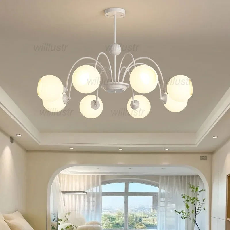 Металлический подвесной светильник зеленого золота в кремовом стиле стеклянный