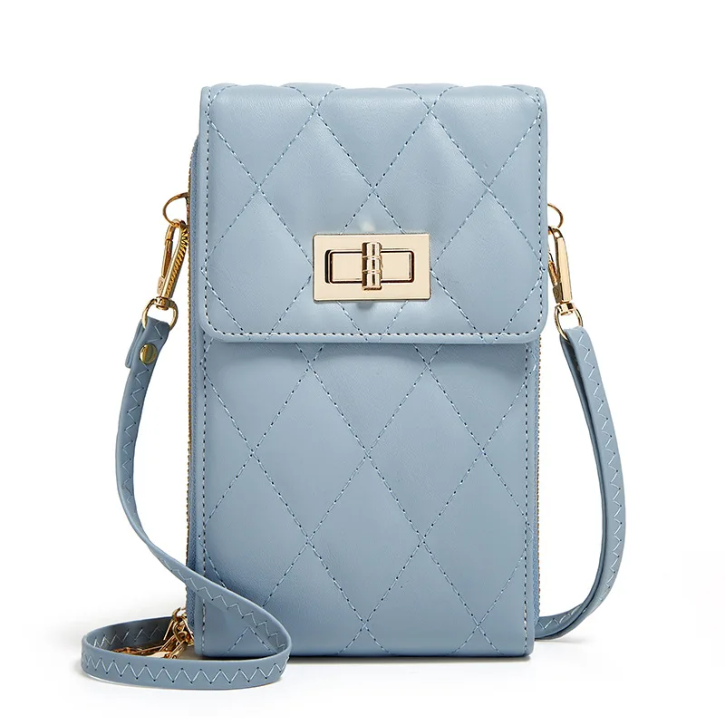 

New Single Shoulder Crossbody Mobile Phone Bag Card Bag Small Fragrant Wind Lock Buckle Zero Wallet Large Money Clip Coin Bag