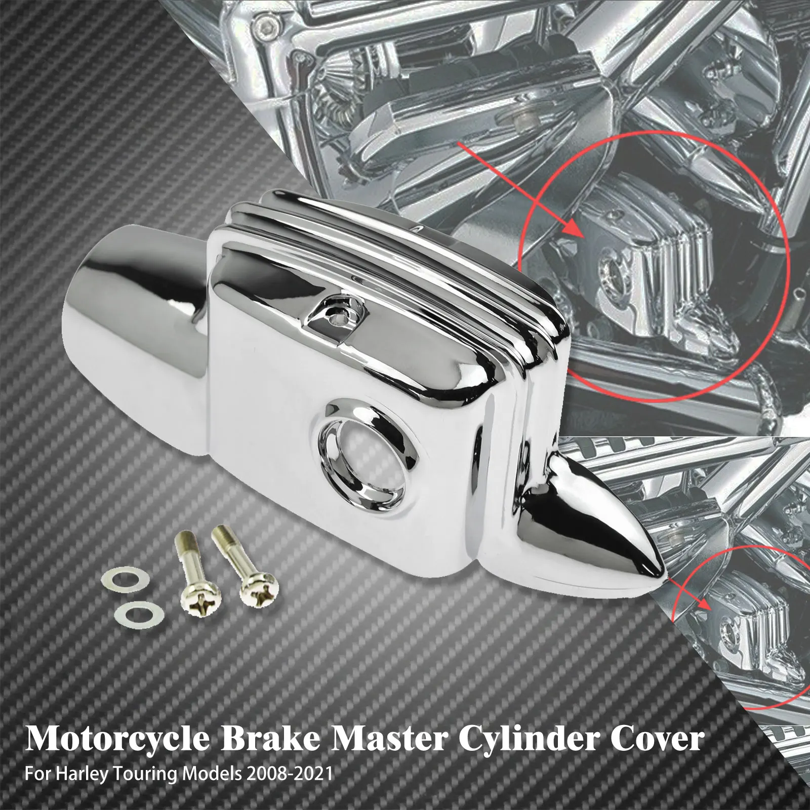 

Задний тормозной главный цилиндр крышка мотоцикла для Harley Touring Road King FLHR Street Electra Glide FLHT FLTRX 08-2021 Хром ABS