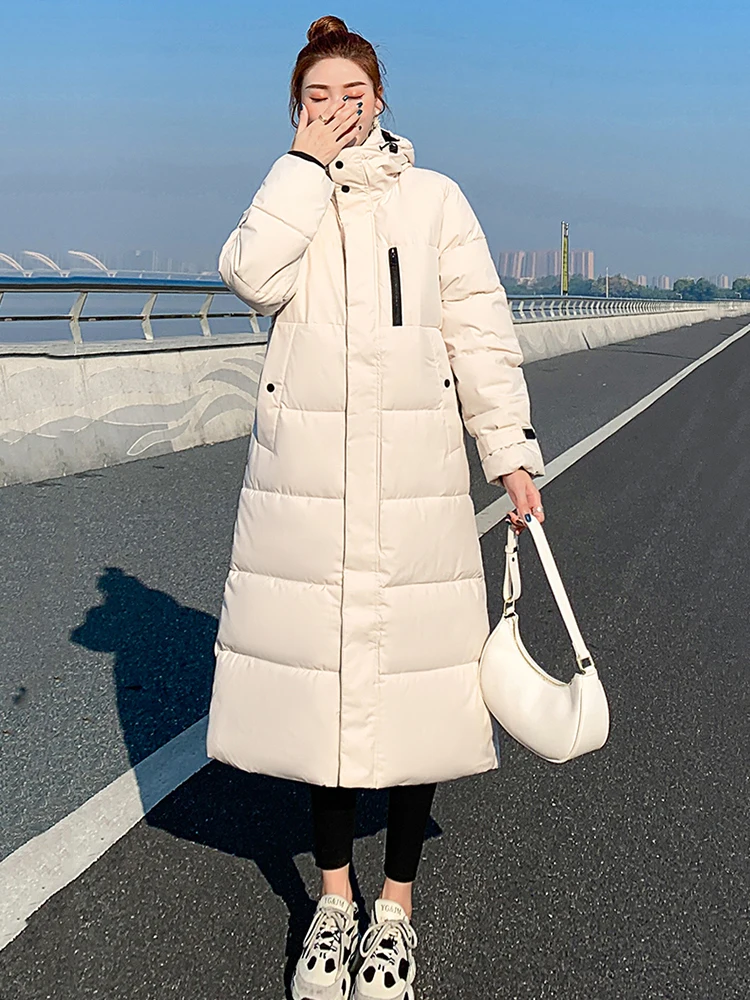 

Длинная женская куртка с капюшоном KBAT 2023, Зимняя Толстая теплая зимняя куртка, модная свободная ветрозащитная верхняя одежда большого размера