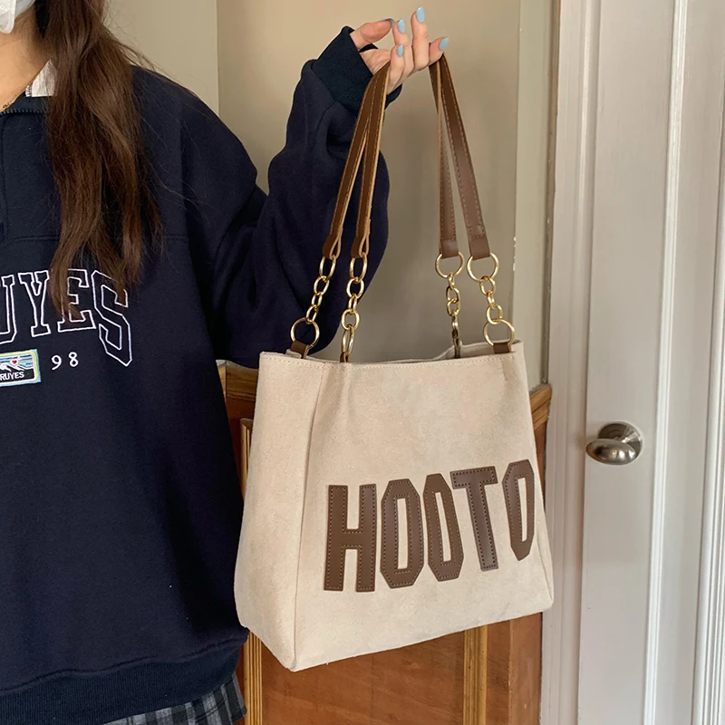 Matte Leather Women's Tote Shoulder Bags Fashion Letter Girls Student Commuter Book Bag Vintage Female College Style Handbags