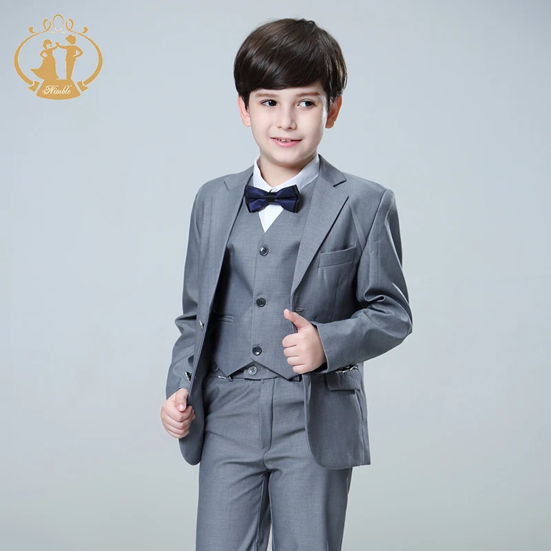 Nimble Spring Autumn Formal Boy Suit Set for Weddings Children Party Host Costume Wholesale Clothing 3Pcs/Set Blazer Vest Pants