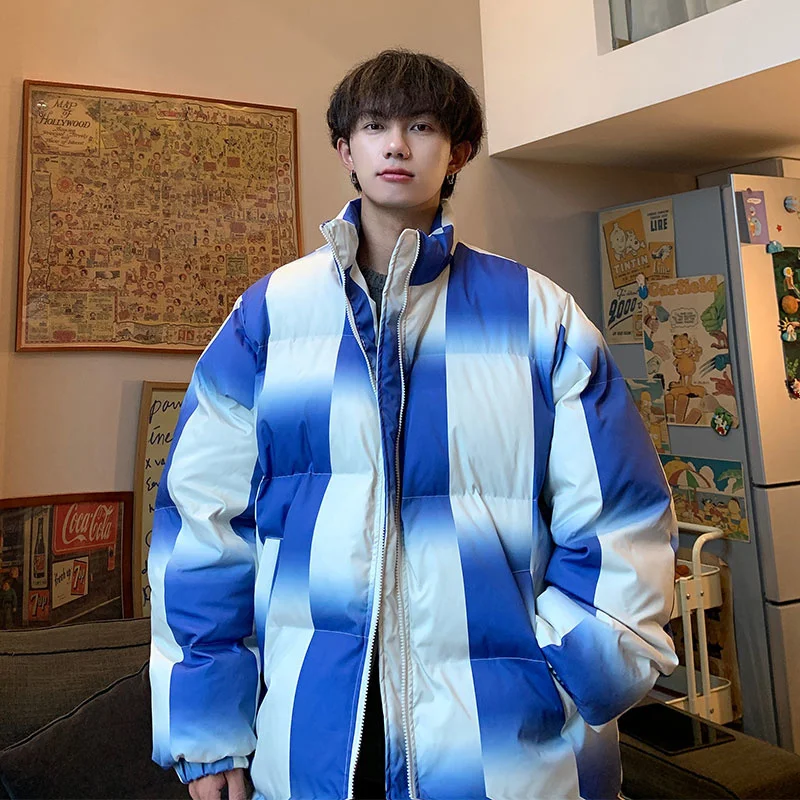 Winter Jacket Men Warm Fashion Casual Thicken Plaid Jacket Men Streetwear Korean Loose Thick Short Coat Mens Parker Clothes