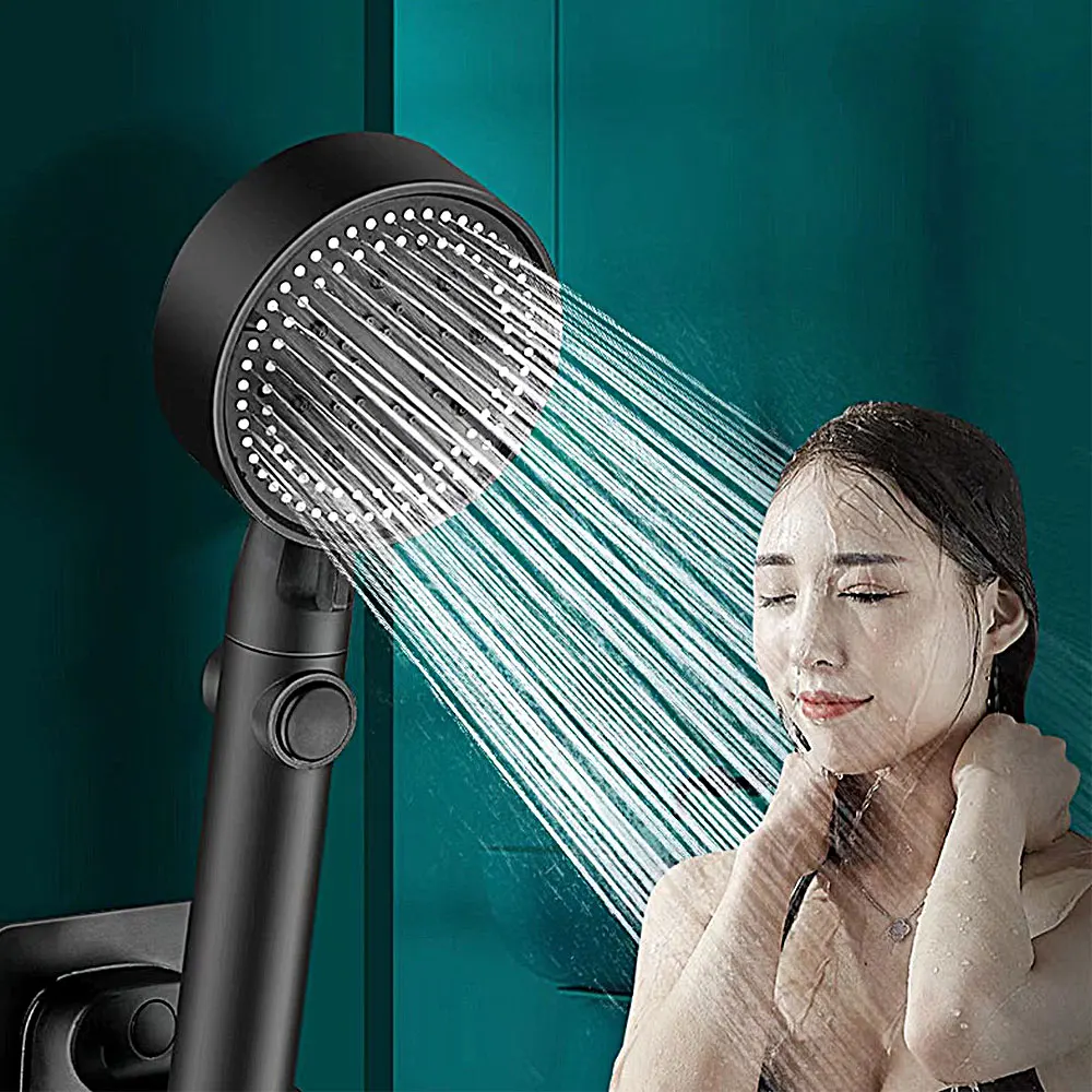 

5-Speed Ajustable High-Pressure Shower Head One-Key Stop Water Water-Saving Hand-Held Shower Head Bathroom Accessories