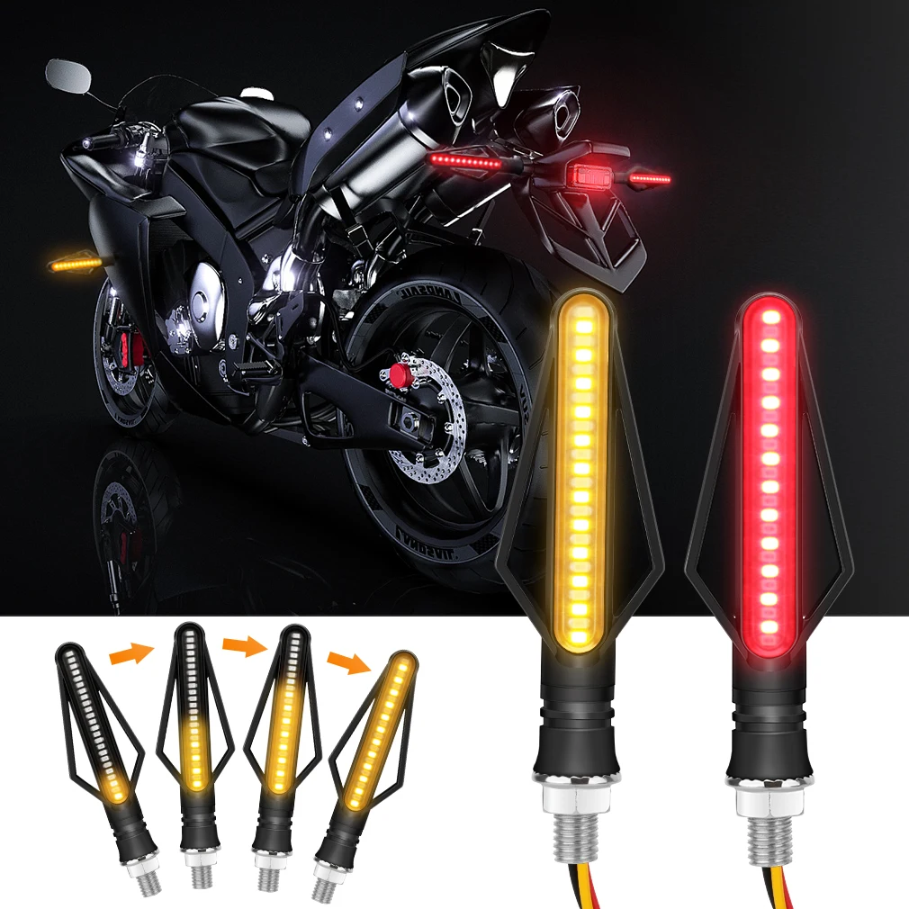 

Motorcycle LED Turn Signal Lights Motorbike Indicator Lamps License Plate DRL Moto Flasher Tail Brake Bulbs White Yellow Red