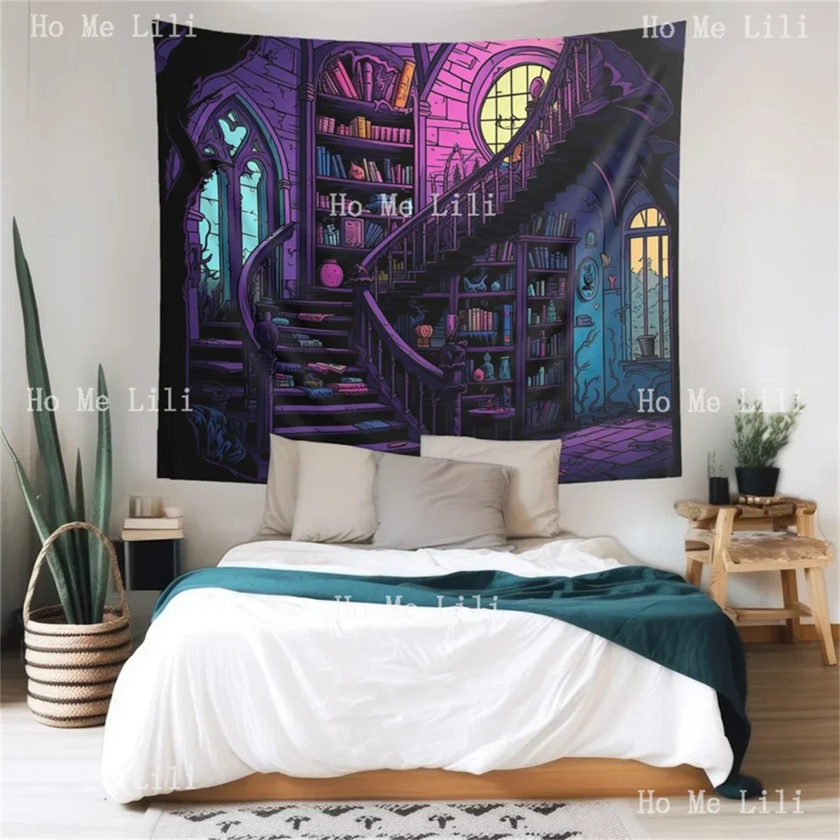 Библиотека ведьмы лестница настенный гобелен темный Cottagecore эстетический