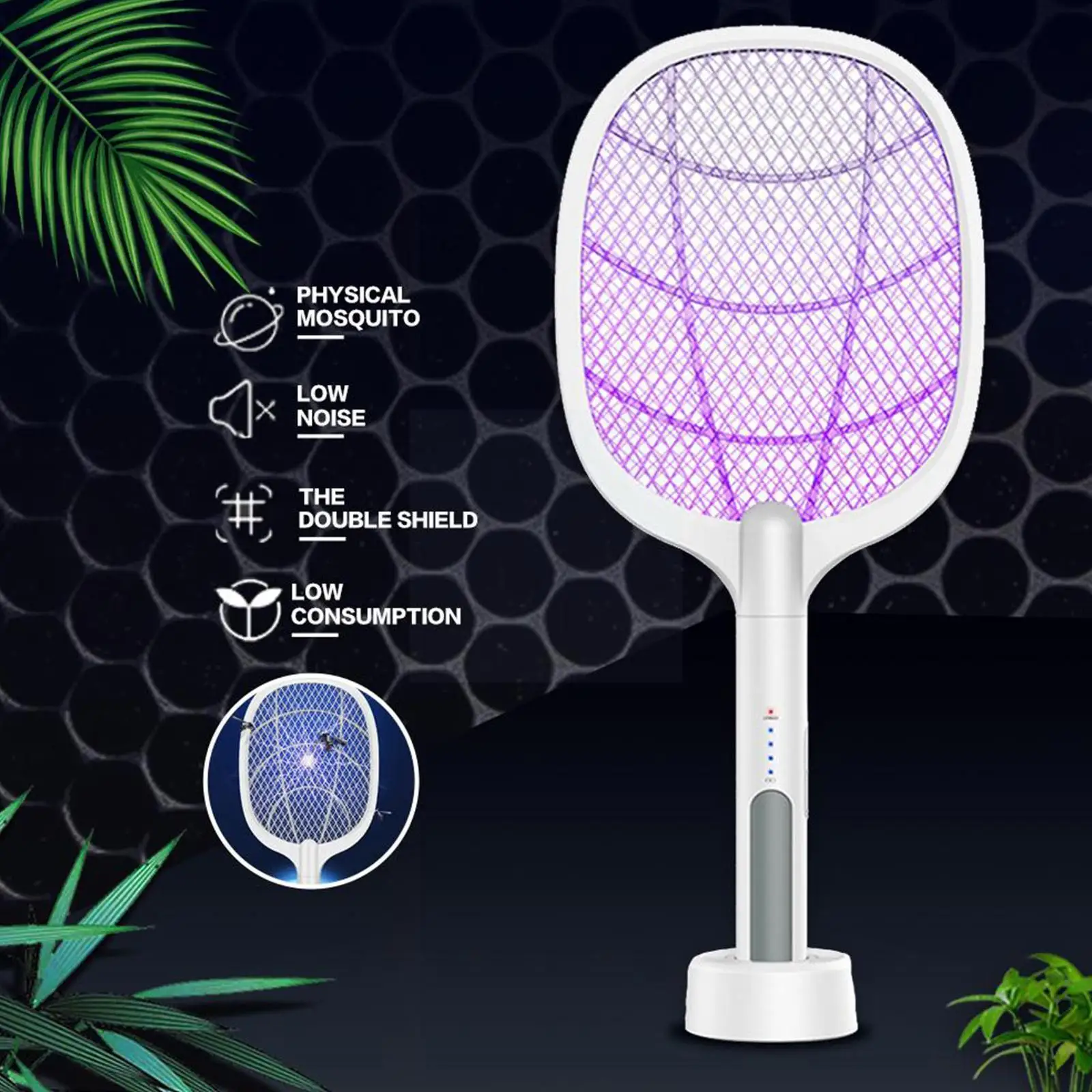 

2 In 1 Mosquito Killing Lamp Mosquito Swatter Electric Racket Electric Racket Fly Killer Bug Zapper Insects Mosquito Swatte J1k7