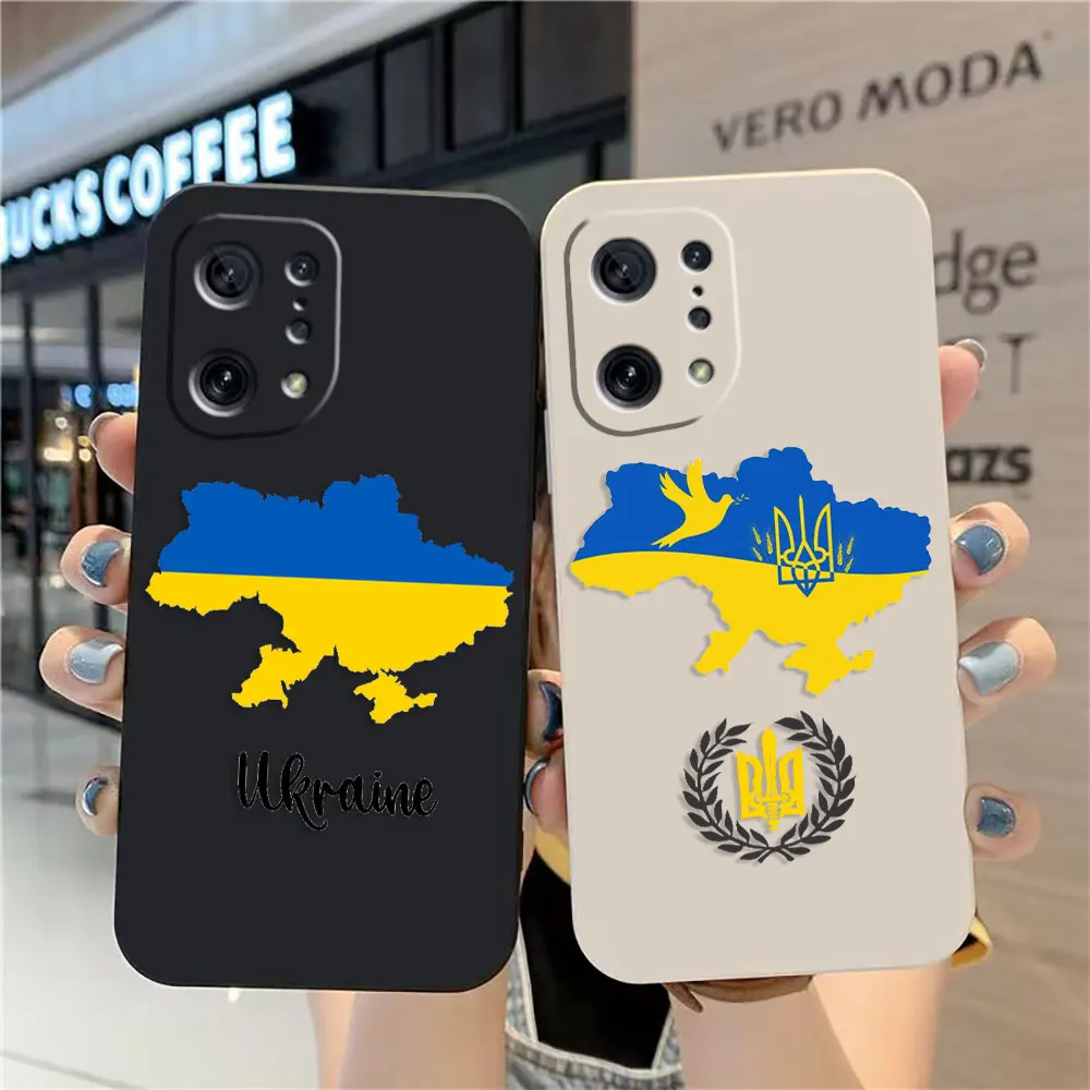 

Case For OPPO FIND X6 X3 REALME X7 X50 RENO 2 4Z 4 6 Lite 5Z 5F 4G 5G PRO Liquid Silicone Case Flag Of Ukraine Insignia