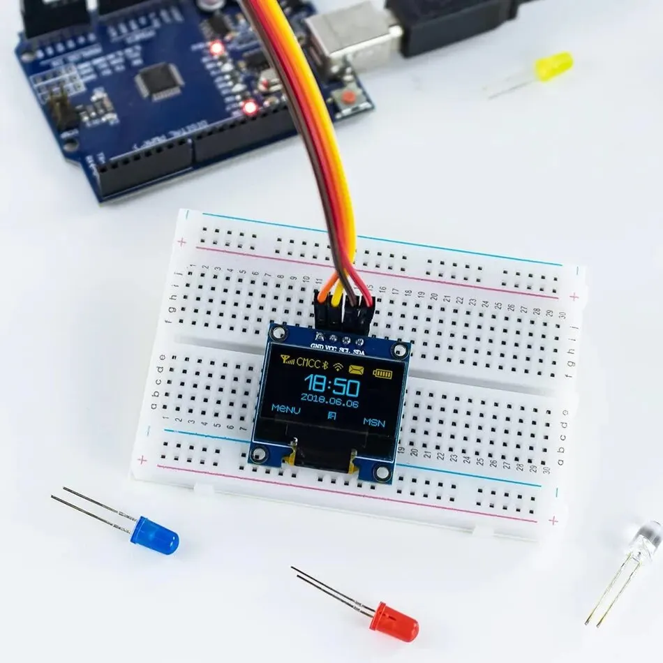 Оled-дисплей модуль I2C IIC 128x64 SS - D 1306 3 V-5V синий/синий желтый/белый для Arduino ESP32 ESP8266