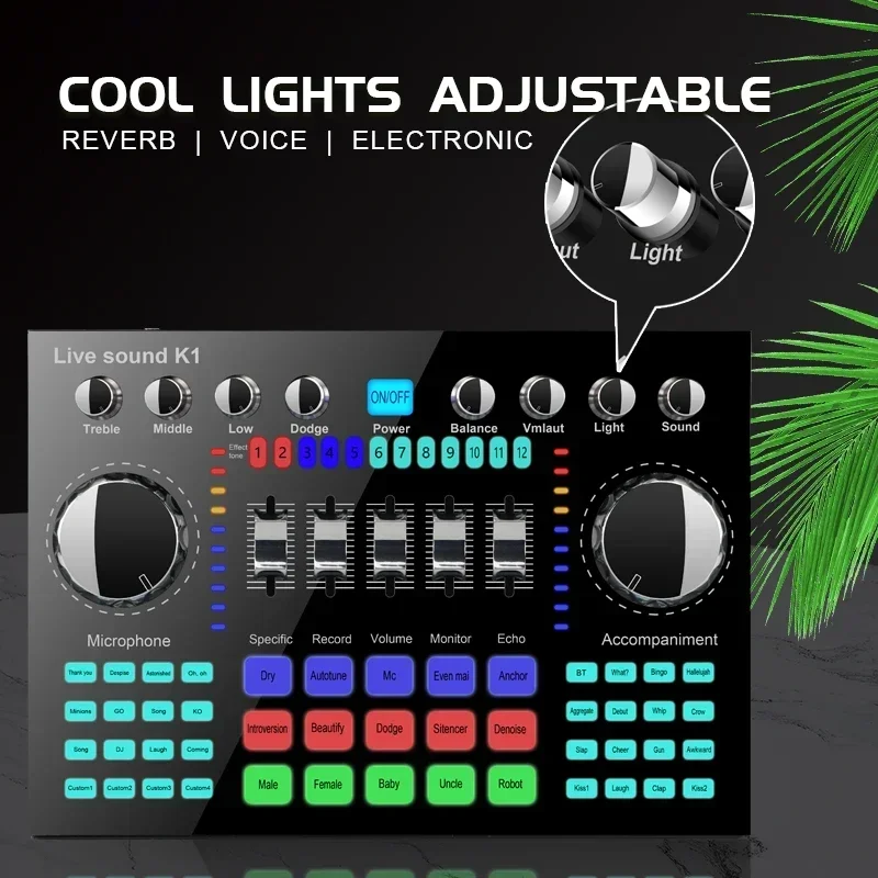 K1 Live Sound Card Portable Internet Celebrity Broadcast Special Equipment Universal for Music Recording Karaoke Sing