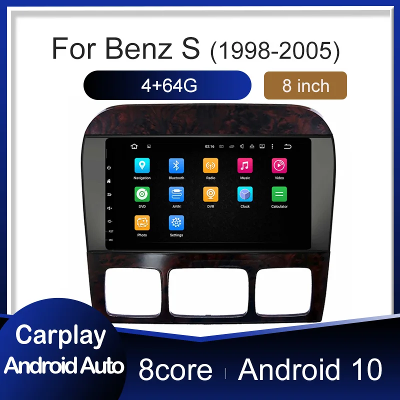 

64G Android 11 Car DVD GPS Navigation Multimedia Radio For Mercedes Benz S/SL/CL 1998-2005 Carplay Auto 2din