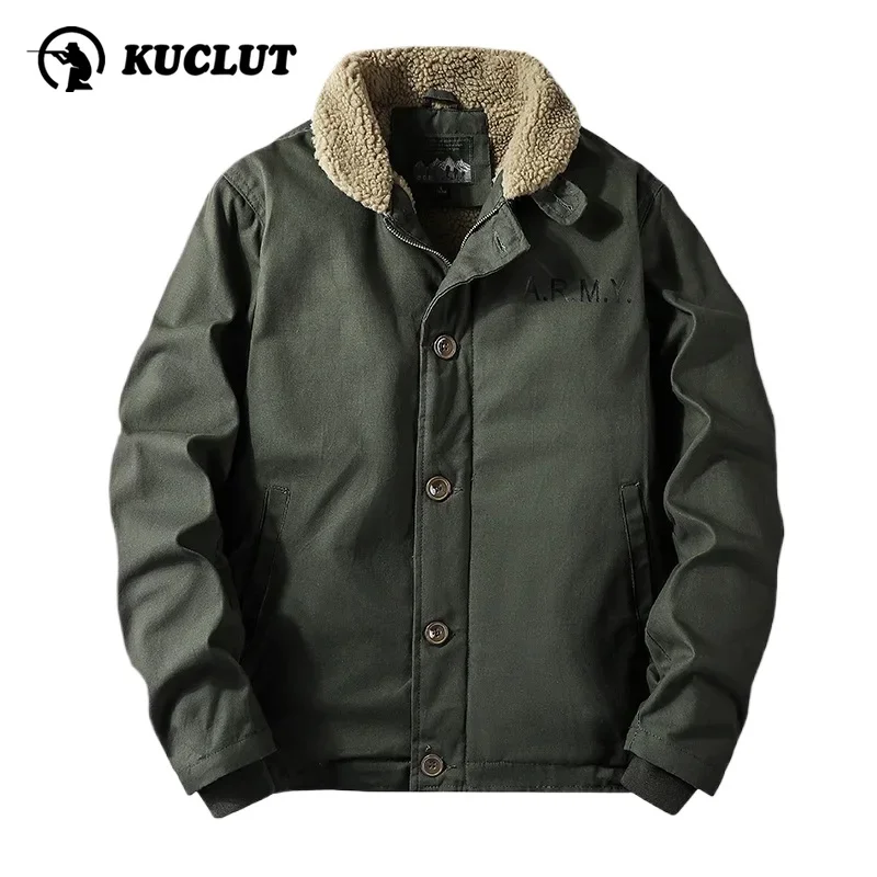 Осенне-зимняя мужская теплая хлопковая куртка на флисовой подкладке из кашемира