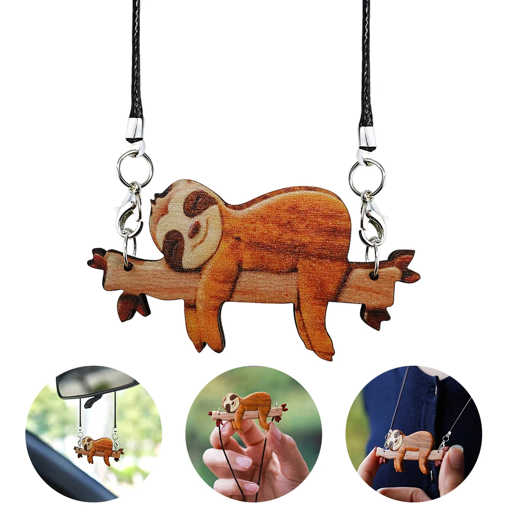 

Car Rearview Mirror Pendant Wooden Lazy Sloth Interior Hanging Ornaments Auto Styling Decoration Fragrance Car Accessories