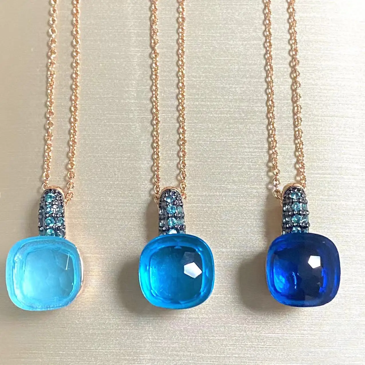 

Ожерелье с подвеской Nudo с кристаллом 10,6 мм, инкрустация каплями воды, Синий Циркон с черным покрытием, ожерелье для женщин, ювелирные изделия, подарок