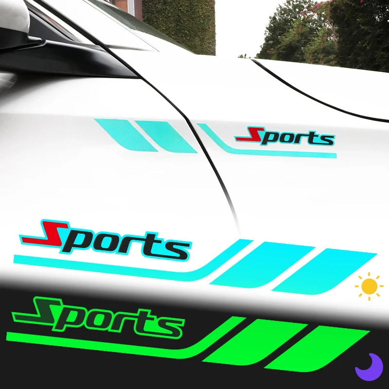 

Декоративные наклейки на крыло автомобиля, с подсветкой, буквы, спортивные боковые наклейки, универсальные 30*4 см, защитные аксессуары для внешней части автомобиля