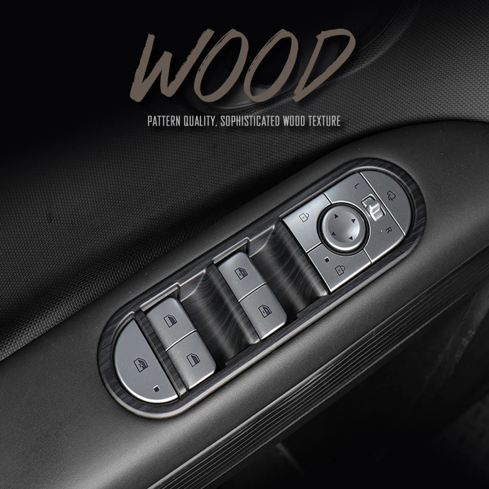 

Панель управления для окон с текстурой древесины, Накладка для стеклоподъемника, кнопки Swtich, наклейки на раму для Hyundai Aini Krypton 5, IONIQ 5, LHD, RHD