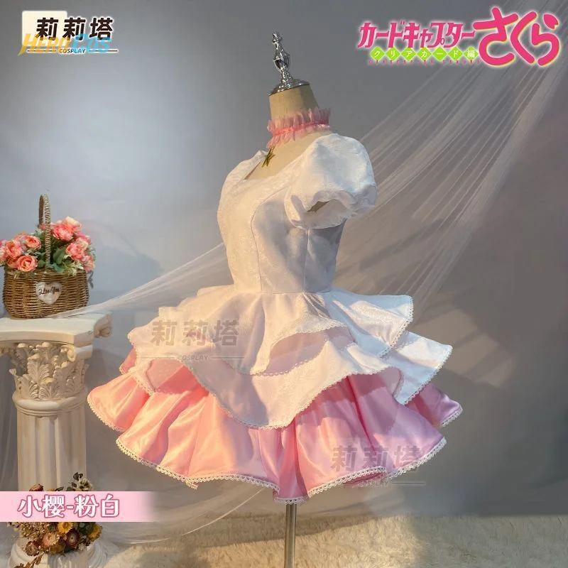 Фото Kinomoto Sakura Cardcaptor Косплей Костюм Розовая Лолита короткая юбка для Хэллоуина милая девушка Новая униформа Волшебная девушка Герой Cos №3