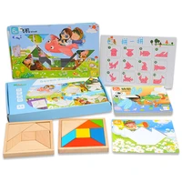 tangram 3d puzzles children wooden educational toys early education jigsaw 15 double sided templates geometric puzzles kids gift