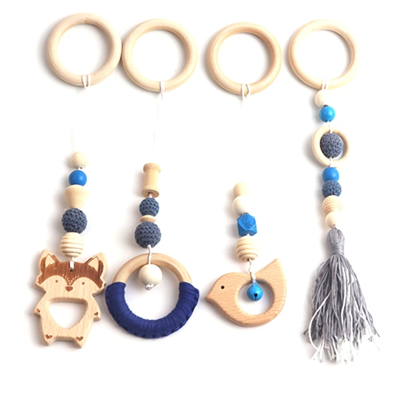 

4 шт., Деревянные Подвески-кольца с бусинами