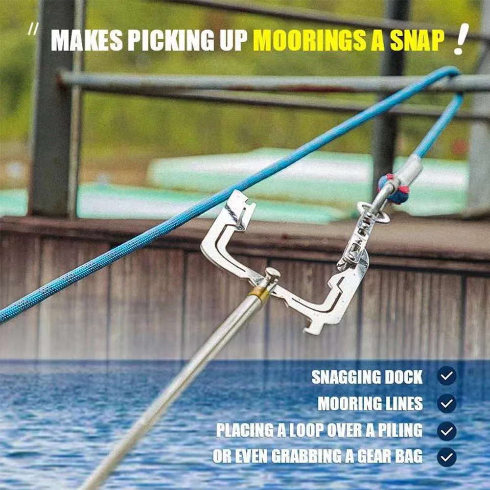 

Dock Hook Durable Fishing Telescopic Mooring Easy Long Distance Threader Home Multi Purpose Outdoor For Boat Puller Tie Rope