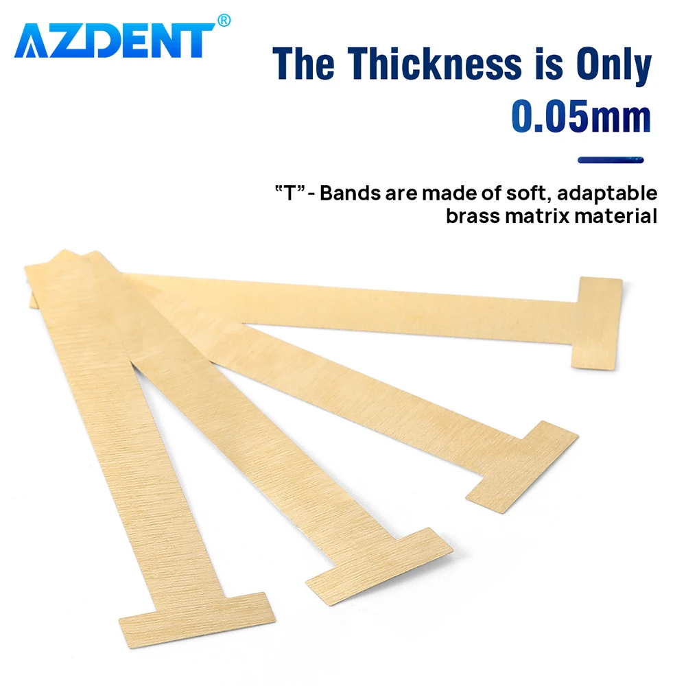 100 шт. стоматологические Матричные полосы T-Bands AZDENT 0 05 мм изогнутые прямые для
