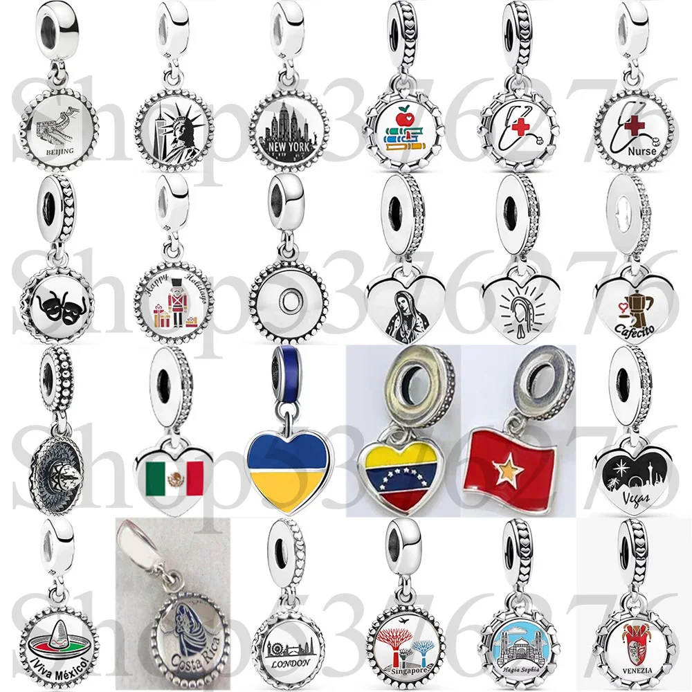 Бусина из стерлингового серебра 925 пробы Венесуэли Вьетнам флаг Украины сердце