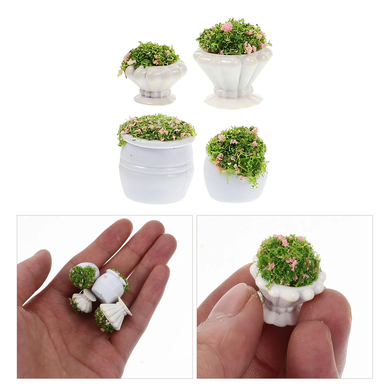 

Mini Bonsai Model Potted Flower Fake Tiny Garden Miniature Artificial Flowers Faux Flowerpot House Succulent Furniture Greenery