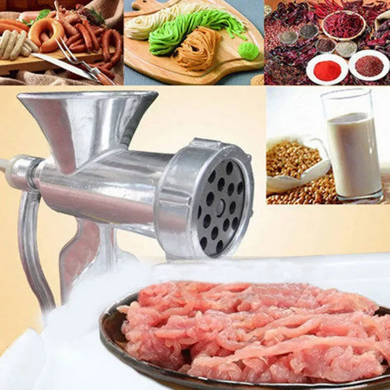 

Tool Aluminum Alloy Kitchen Home Cast Iron Meat Grinder Table Hand Mincer Tool On Desk Outside Travel